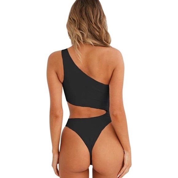 one shoulder hollow out 1 piece swimsuit - Picture 3 of 4